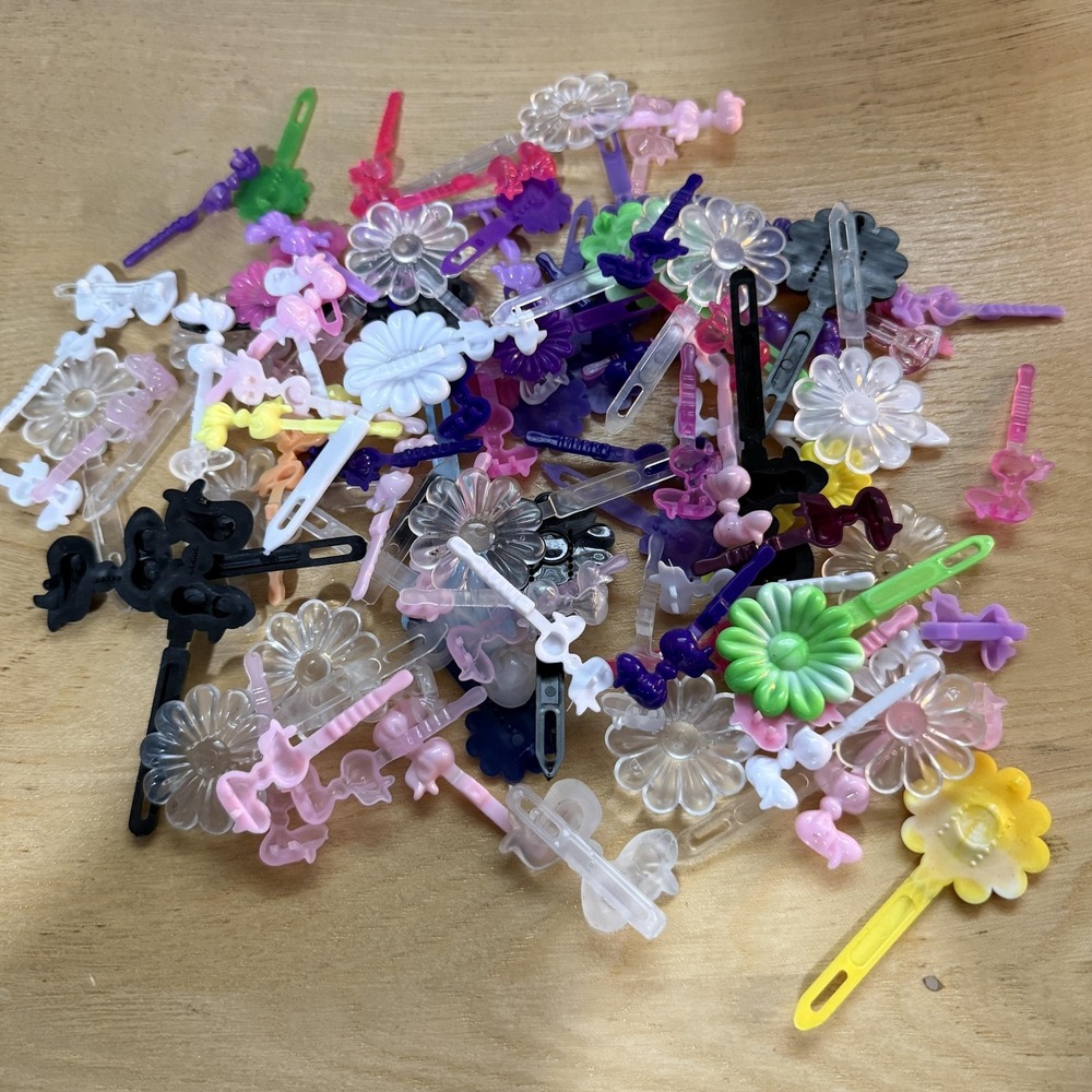 Vintage Barrettes Plastic Hair‎ Clips 80's 90's Flowers Bows Lot of ~100